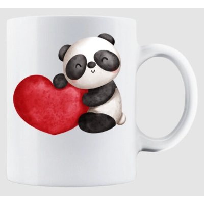 Panda szíves bögre Valentin napra