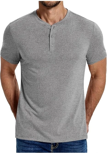 COOFANDY Men's Henley Shirts Cotton Short Sleeve Casual T-Shirt Button Henley Basic Tee Lightweight