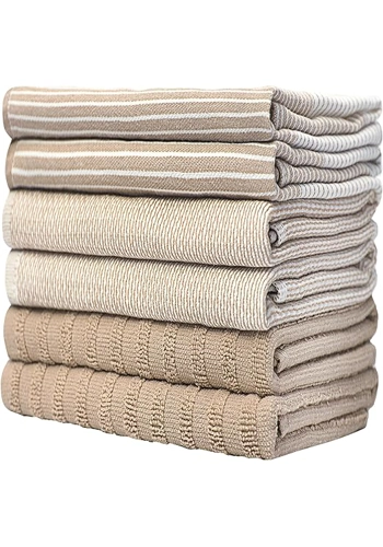Premium Kitchen Towels (20”x 28”, 6 Pack) | Large Cotton Kitchen Hand Towels | Flat & Terry Dish Tow
