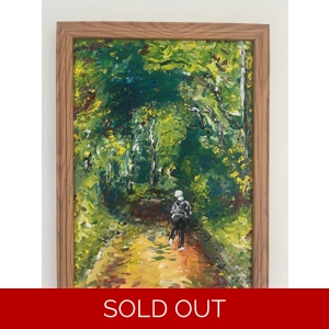 Running woman in New Forest - Acrylic/Canvas A3 painting d..