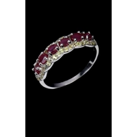 Ruby and Sapphire 14 K White Gold Plated. 925 Sterling Silver 9 U.S