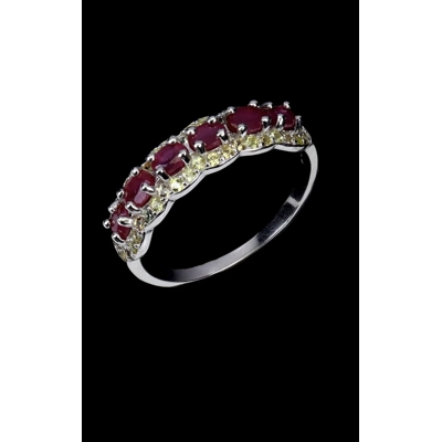 Ruby and Sapphire 14 K White Gold Plated. 925 Sterling Silver 9 U.S Ruby and Sapphire 14 K White Gold Plated. 925 Sterling Silver 9 U.S