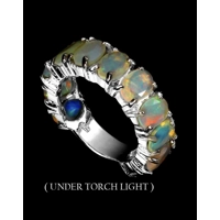 925 Silver Unheated Oval Fire Opal  Ring
