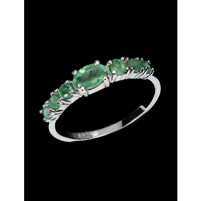 Unheated Emerald 925 Sterling Silver Ring 9 U.S Unheated Emerald 925 Sterling Silver Ring 9 U.S