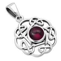 925 Silver Garnet Celtic Knot Pendant