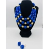 Blue and Gold Necklace and matching Earrings