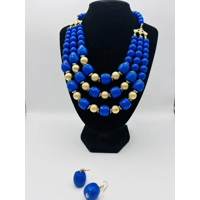 Blue and Gold Necklace and matching Earrings