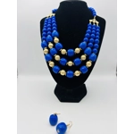 Blue and Gold Necklace and matching Earrings