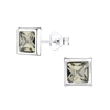 925 Silver Square Crystal Earrings ( Black - Diamond ).