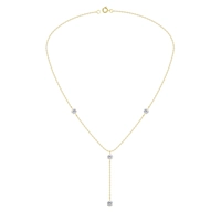 5mm Round Cubic Zirconia Silver Hanging Chain Necklace