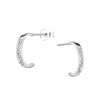 Silver Crystal Half Hoop Stud Earrings
