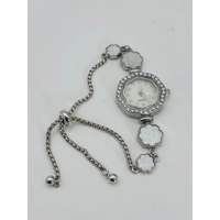 18k White gold Plated Adjustable Watch with Rhinestones