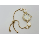 18k White gold Plated Adjustable Watch with Rhinestones