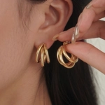 Stainless Steel 14 K Gold Plated Ear Studs