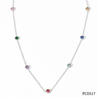 14 K White Gold Plated/ Stainless Steel Necklace