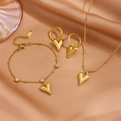 Titanium Steel Gold Jewellery Set