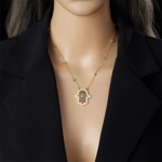 Stainless Steel Hamsa Hand Necklace and Earrings