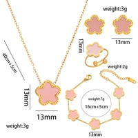 18 K Gold Plated Titanium Steel Clover Jewellery Set