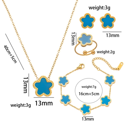 18K Gold Plated / Titanium Clover Jewellery Set