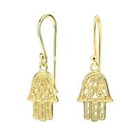 925 Silver Hamsa Hand/ 14K Gold Plated Earrings