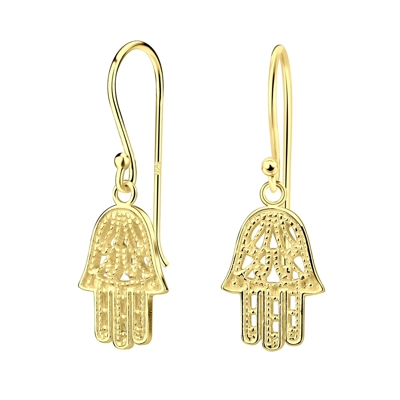 925 Silver Hamsa Hand/ 14K Gold Plated Earrings 925 Silver Hamsa Hand/ 14K Gold Plated Earrings