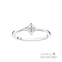925 Silver Natural Diamond 0.02 ct Adjustable Ring