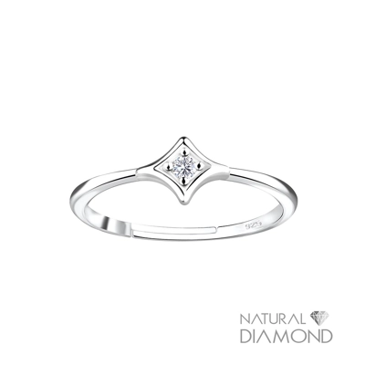 925 Silver Natural Diamond 0.02 ct Adjustable Ring 925 Silver Natural Diamond 0.02 ct Adjustable Ring