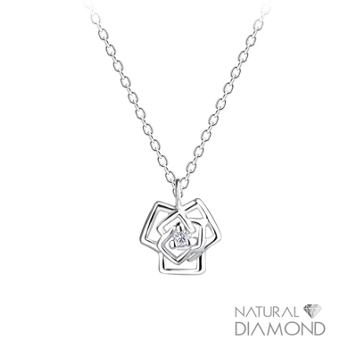 925 Silver Rose Flower 0.02CT. TW Necklace 925 Silver Rose Flower 0.02CT. TW Necklace