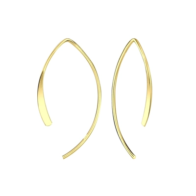 925 Silver / 14 K Gold Plated Patterned Thread Through Earrings 925 Silver / 14 K Gold Plated Patterned Thread Through Earrings