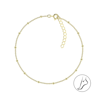 925 Silver/ 14 K Gold Plated 25cm Silver Satellite Anklet With Extension