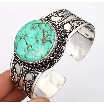 Natural Green Turquoise Handmade Bangle Natural Green Turquoise Handmade Bangle