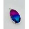 925 Silver Hallmarked Synthetic Bi. Colour Tourmaline Big Pendant