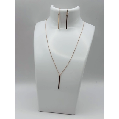 925 Silver Bar Necklace + Earrings