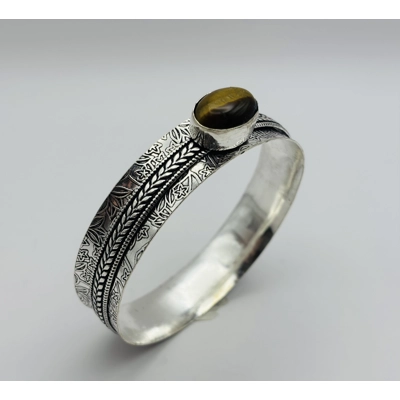 Natural Tiger Eye Handmade Bangle.