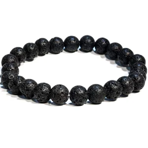 Unisex 8mm Black Lava Stone Bracelet