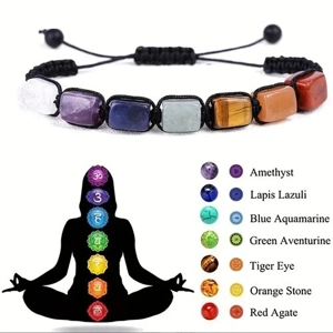 7 Chakra Stone Yoga Bracelet Reiki Healing Crystal Natural Gemstone Braided Rope Bracelets For Women