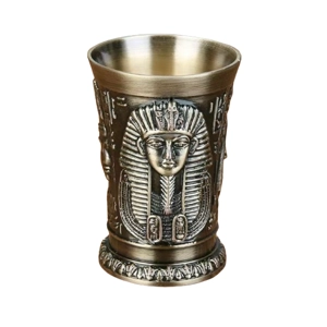 Egyptian Pharaoh Style, Zinc Alloy Shot Glass, African Antique Style Vintage Metal Glass Drinkware