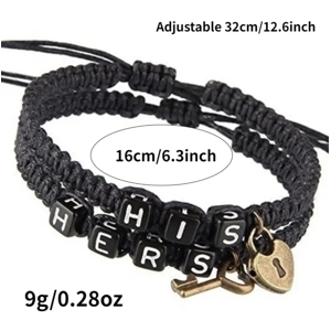 2pcs  Couples Bracelet Set With Key Lock Charm Bracelet