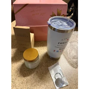 Custom Drinking Mug Set with Candle and Keychain Gift Box
