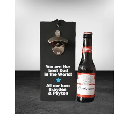 Personalised wall hanging bottle opener