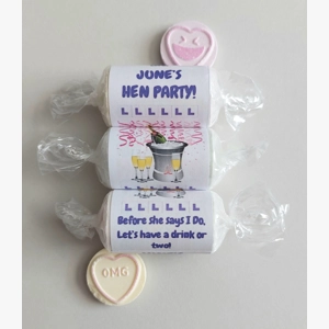 Hen party personalised favours hen party love hearts sweets