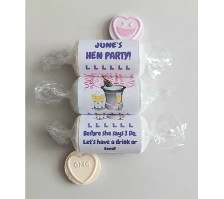 Hen party personalised favours hen party love hearts sweets