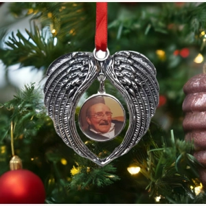 Angel wing memorial photo tree decoration