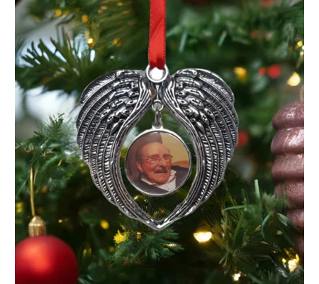 Angel wing memorial photo tree decoration