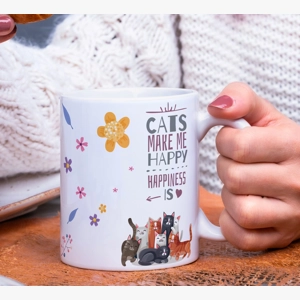 Cat lover mug, cats make me happy