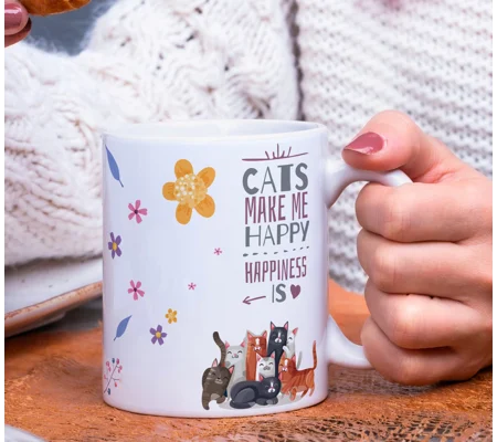 Cat lover mug, cats make me happy