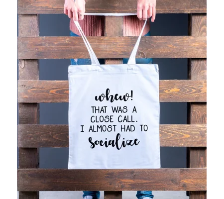 Funny tote shopping bag antisocial quote
