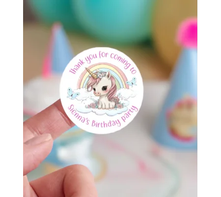 Cute Unicorn party bag stickers