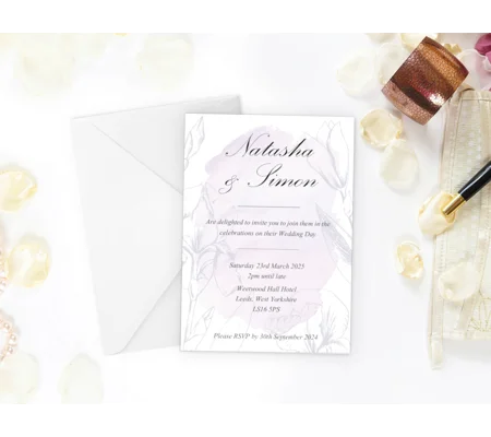 Wedding invitations Lilac Iris watercolour collection