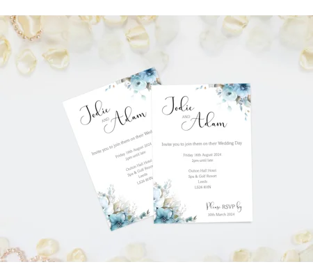 Blue floral Wedding invitation collection sample packs